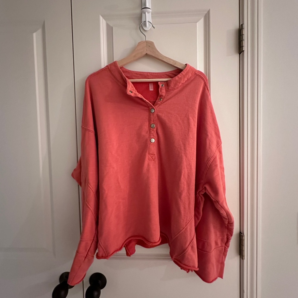 Fp Movement! Orange Half Button Pullover! - image 3